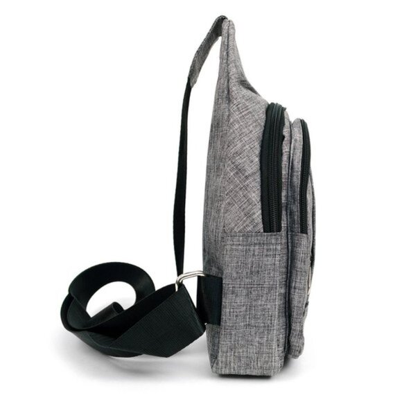 Gray Polyester Crossbody Sling Bag Backpack - Picture 4 of 7